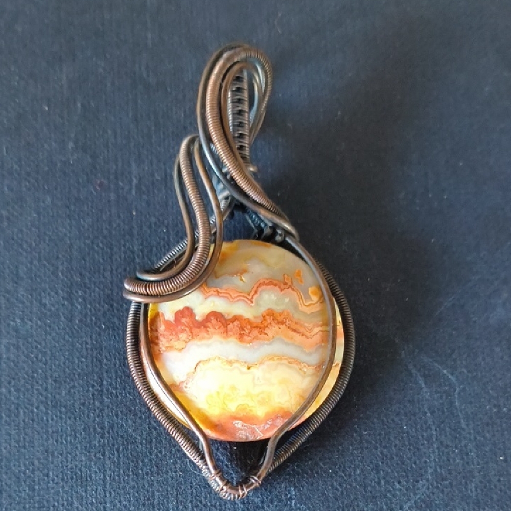 Agate Wire Wrapped Pendant with Earthy Tones